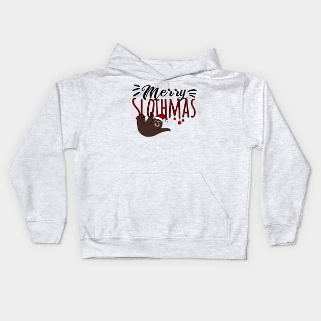 Merry Slothmas Kids Hoodie by Rishirt